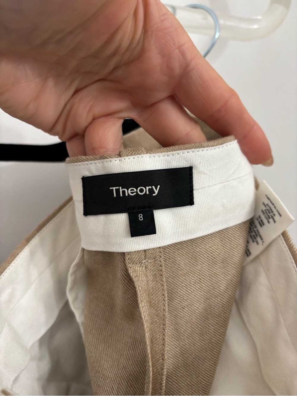 Theory Wide-Leg Pull-On Pants in Tan NOT charcoal - Picture 4 of 5